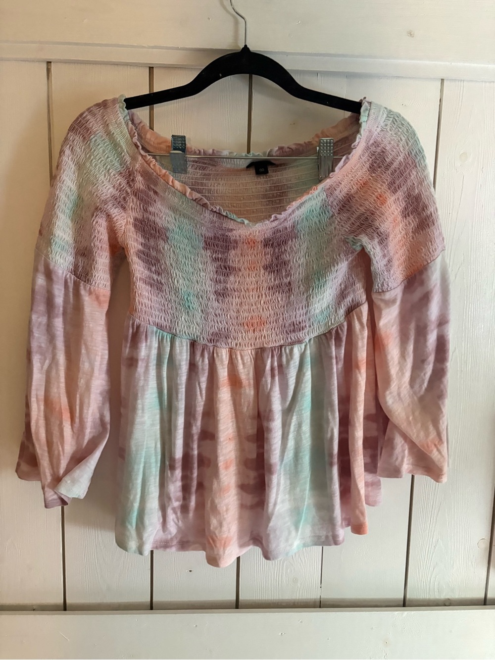 torrid size 00 Pastel Tie-Dye Smocked Peasant Top